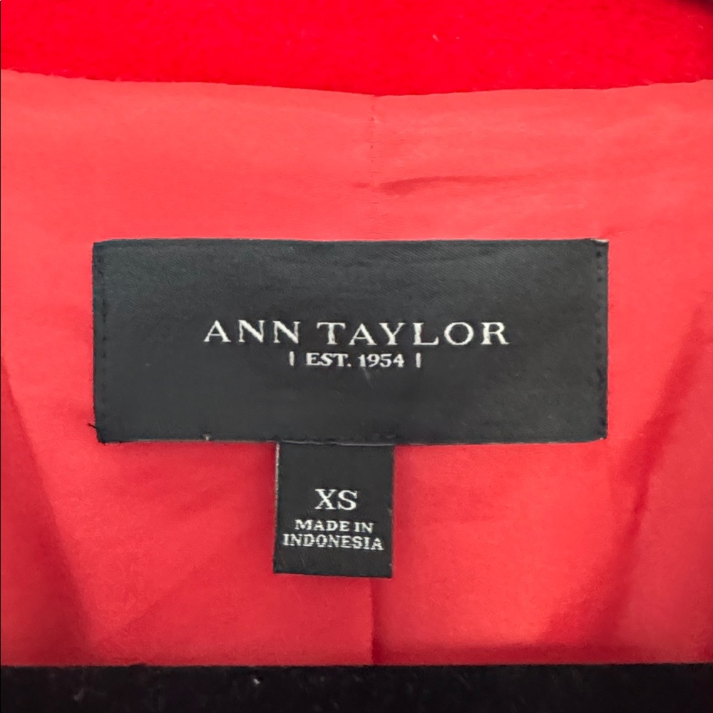 Ann Taylor Vibrant Red Wool Pea Coat - Size XS - Picture 2 of 6